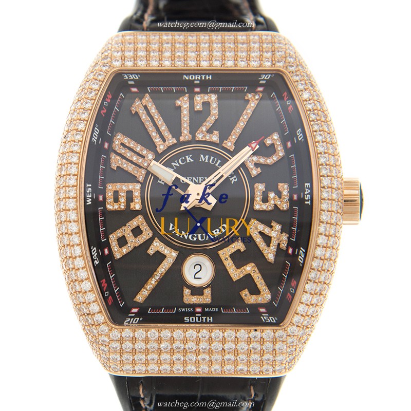 V 41 SC DT D NBR CD 5N.NR - Franck Muller Vanguard Replica Watch Automatic 18kt Rose Gold Diamonds