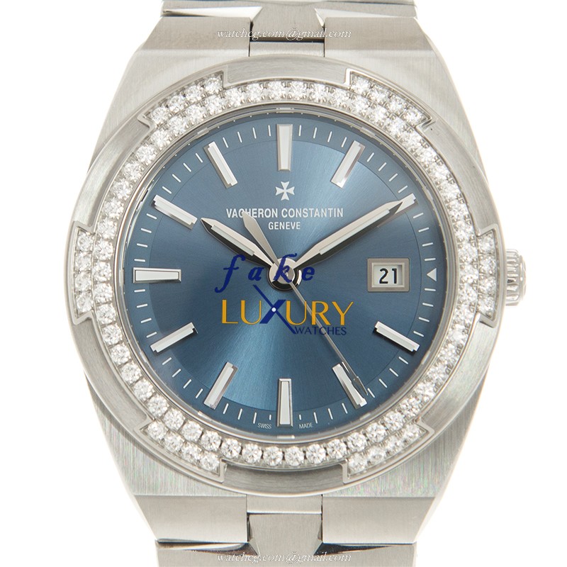 Vacheron Constantin 1205V/100A-B590 Overseas Quartz Blue Dial Stainless Steel Diamonds Replica Watch - Luxury Replica Watch