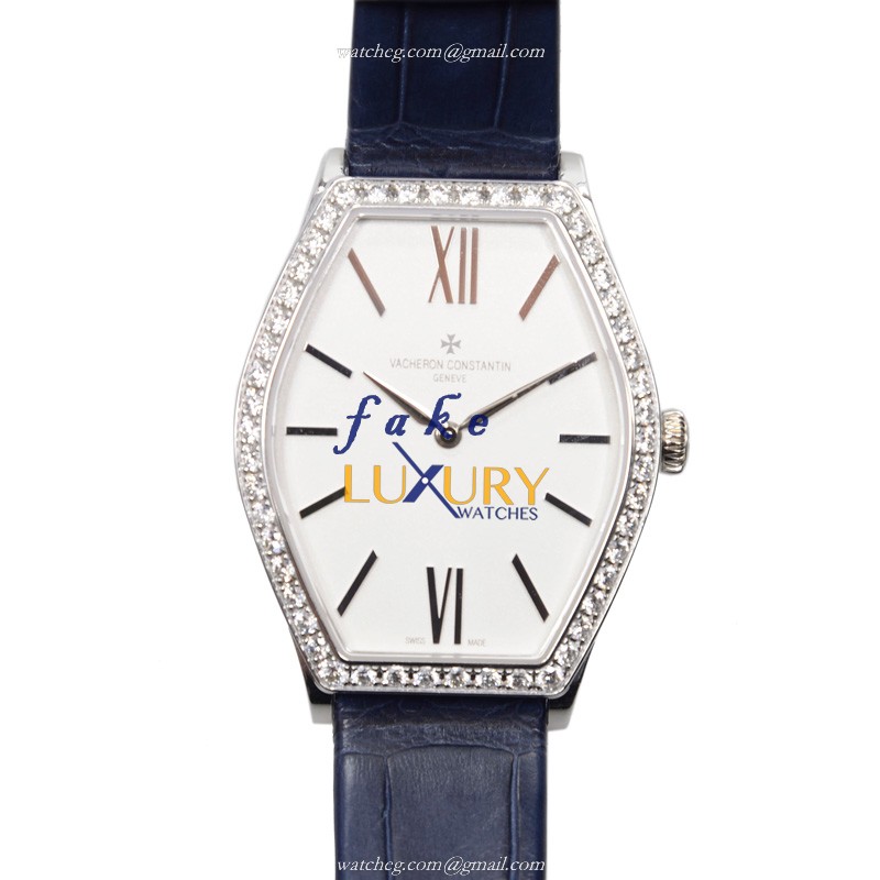 Vacheron Constantin 25530/000G-9741 Malte Quartz Replica Watch - 18kt White Gold & Diamond - Blue - Luxury Replica Watch