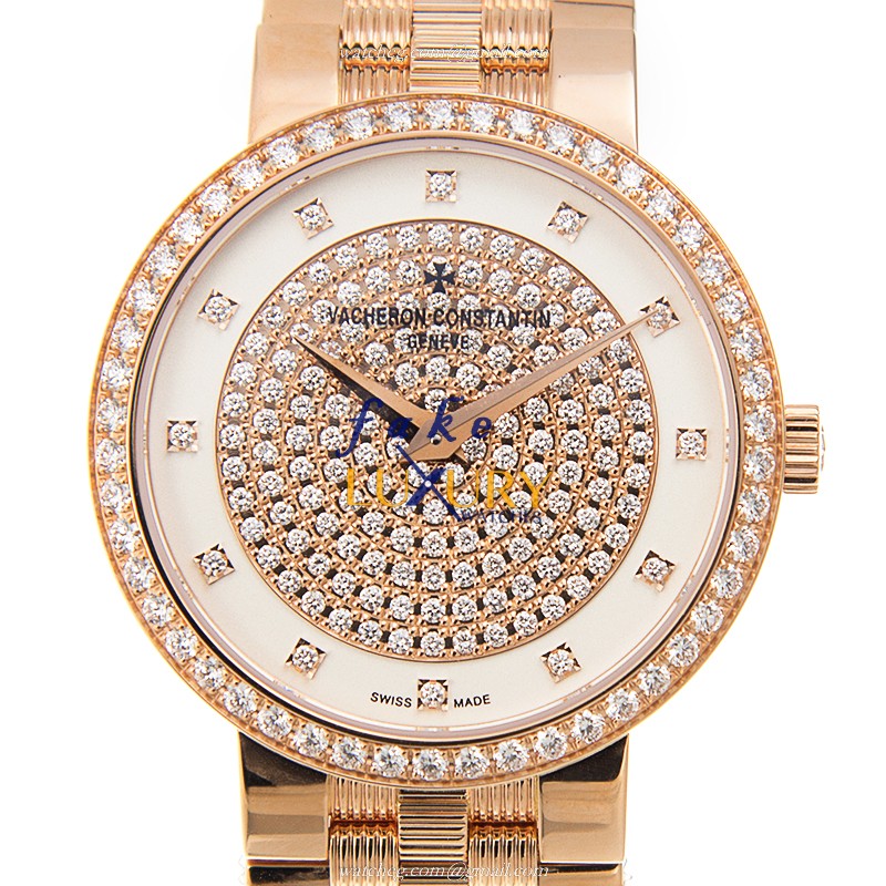 Vacheron Constantin 25553/Q01R-9696 Traditionnelle Quartz Replica Watch, 18kt Rose Gold & Diamonds - Luxury Replica Watch