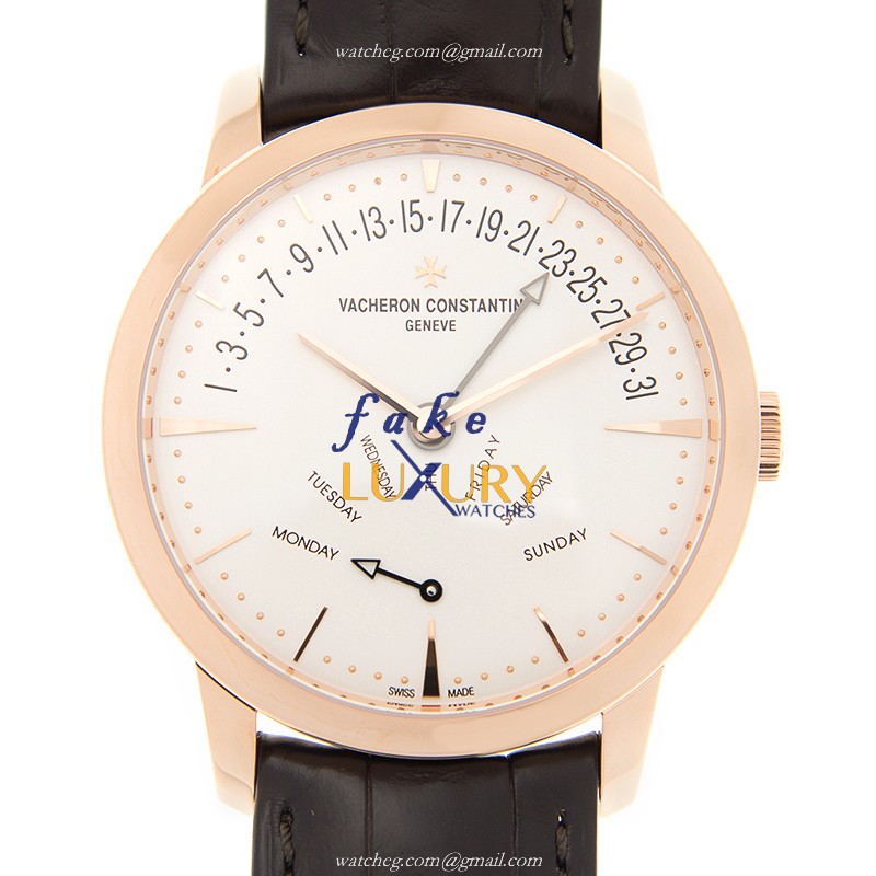 Vacheron Constantin 4000U/000R-B110 Replica Watch, White Dial, Rose Gold Case, Alligator Strap - Luxury Replica Watch