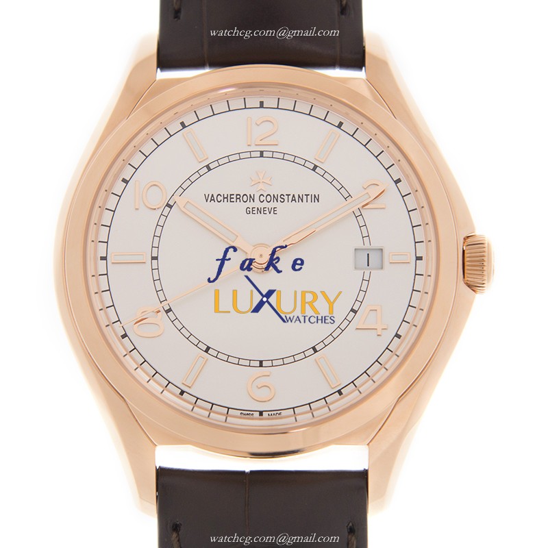 Vacheron Constantin 4600E/000R-B441 Fiftysix Replica Watch, White Dial, Rose Gold Case, Leather - Luxury Replica Watch