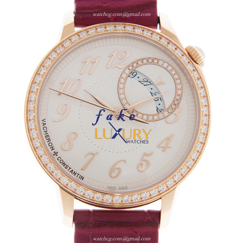 Vacheron Constantin 4605F/000R-B496 Egerie Replica Watch, 35mm Rose Gold & Diamonds Case, Silver - Luxury Replica Watch