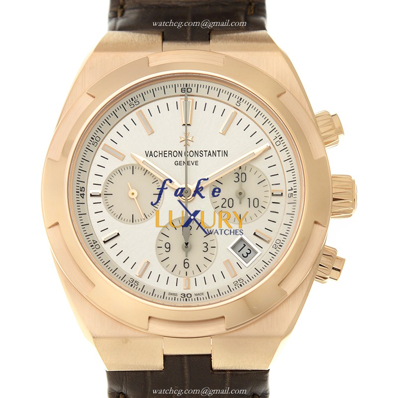 Vacheron Constantin Overseas 5500V/000R-B074 Automatic 18kt Rose Gold White Dial Brown Alligator - Luxury Replica Watch