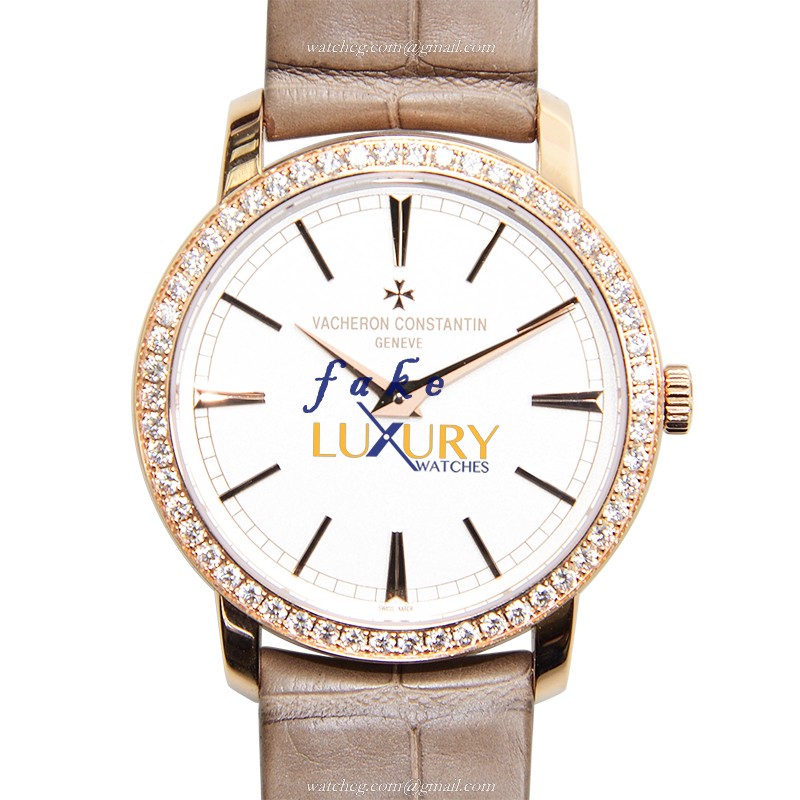 Vacheron Constantin 81590/000R-9847 Traditionnelle Replica Watch, Manual Wind, White Dial, Rose - Luxury Replica Watch